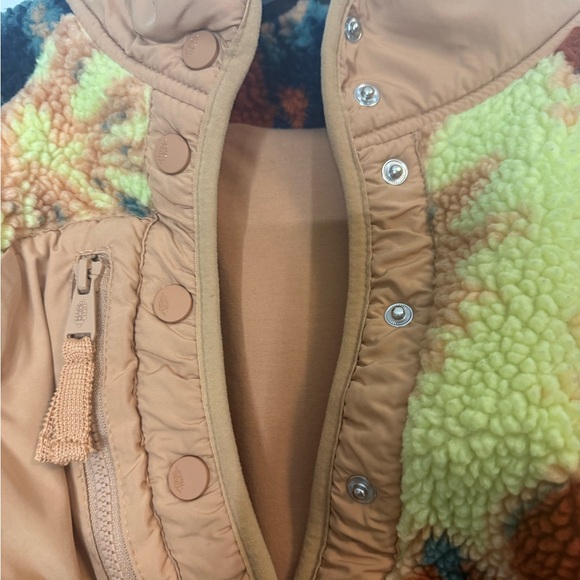 Free People Tie-Dye Sherpa Teddy Jacket in Orange, Yellow, Black, Brown - Picture 2 of 4